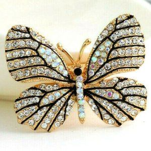 BEAUTIFUL Rhinestone Ornate BUTTERFLY Brooch